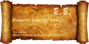 Remete Boglárka névjegykártya